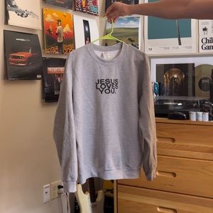 Jesus Loves You Lg Grey Sweatshirt